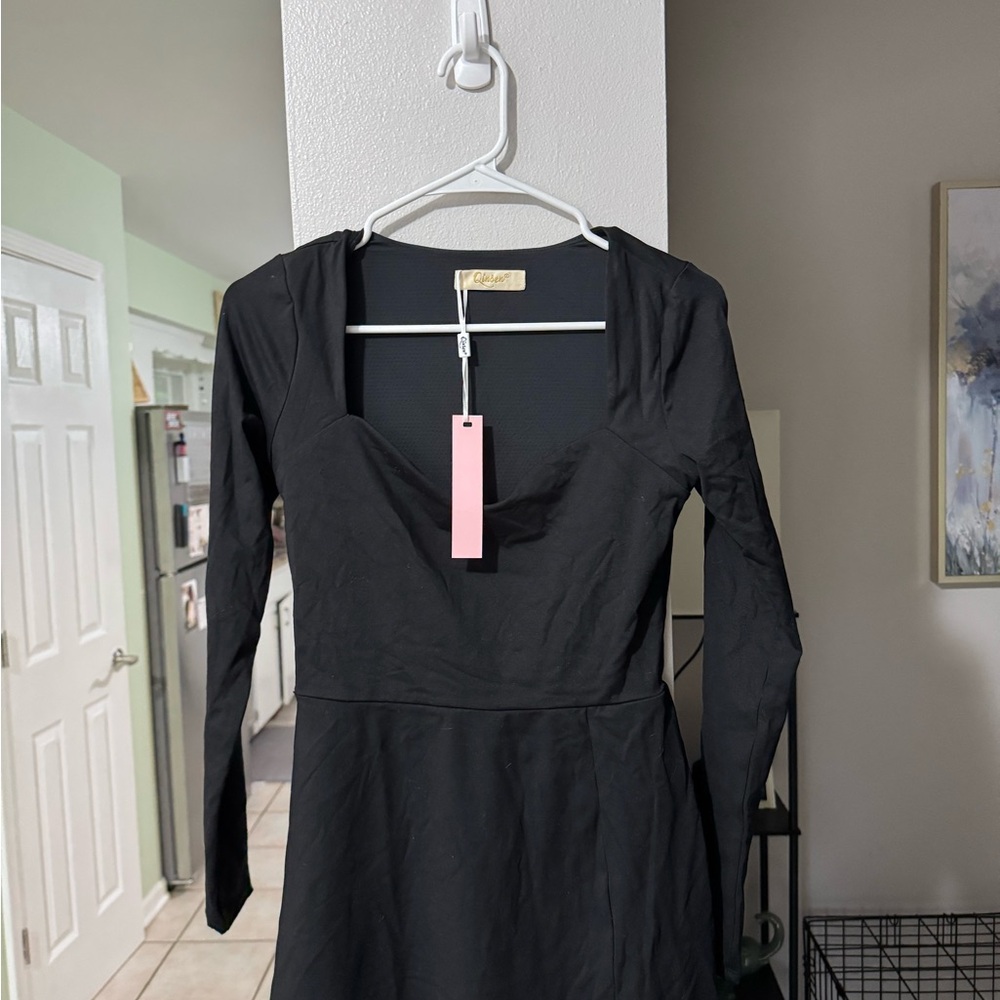 Cider Black Long Sleeve Dress
